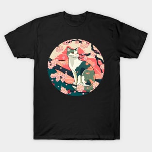 Kawaii Cats Under Cherry Blossom Trees Cute Japanese Sakura T-Shirt